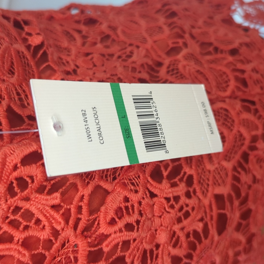 Nanette Lepore women's Crochet Sleeveless Blouse Red Sz Large - Picture 8 of 14